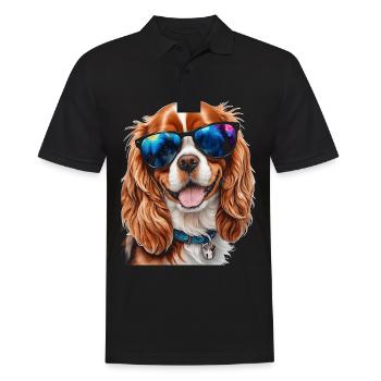 Cavalier King Charles Spaniel Sonnenbrille Hund - Männer Poloshirt - Schwarz - Vorne - Kai (181cm)