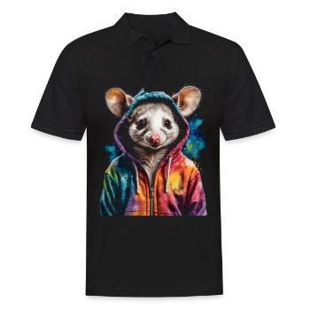 Sweat à capuche opossum Imprimé de design d’animal coloré - Polo Homme - noir - Devant - Kai (181cm)