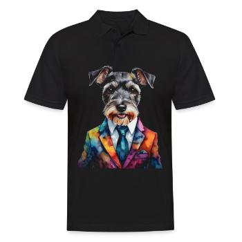 Miniature Schnauzer Costume Chien Drôle Animal Design Imprimer - Polo Homme - noir - Devant - Kai (181cm)