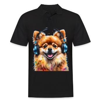 Casque de Poméranie Chien Imprimer - Polo Homme - noir - Devant - Kai (181cm)