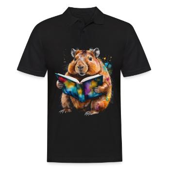 Capybara livre de lecture Capy coloré Animal Design Print - Polo Homme - noir - Devant - Kai (181cm)