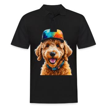 Goldendoodle Snapback Cap Hund Tier Design Print - Männer Poloshirt - Schwarz - Vorne - Kai (181cm)