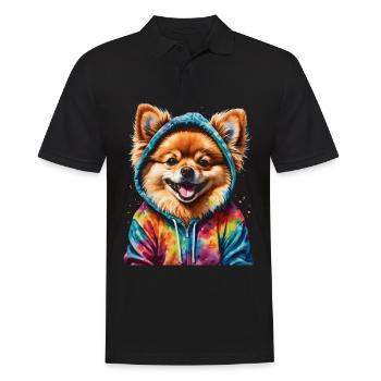 Loulou de Poméranie Sweat à capuche de Poméranie Imprimé chien - Polo Homme - noir - Devant - Kai (181cm)