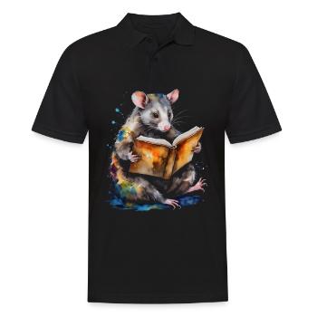 Possum Lecture Coloré Animal Design Imprimer - Polo Homme - noir - Devant - Kai (181cm)