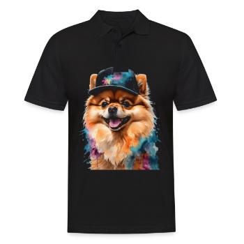Pomeranian Pomeranian Snapback Cap Dog Print - Men's Polo Shirt - black - Front - Kai (181cm)
