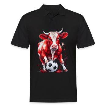 Vache Football Coloré Suisse Animal Design Imprimer - Polo Homme - noir - Devant - Kai (181cm)