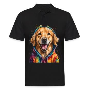 Golden Retriever Hoodie Hund Lustig Design Print - Männer Poloshirt - Schwarz - Vorne - Kai (181cm)