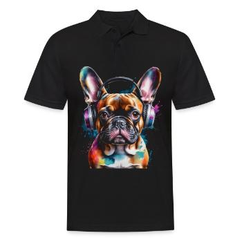 Bouledogue Français Casque Frenchie Dog - Polo Homme - noir - Devant - Kai (181cm)