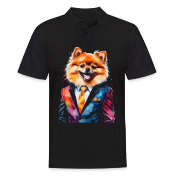 Pomeranian Zwergspitz Anzug Hund Bunt Print - Männer Poloshirt - Schwarz - Vorne - Kai (181cm)