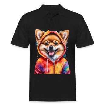 Loulou de Poméranie Sweat à capuche de Poméranie Imprimé chien - Polo Homme - noir - Devant - Kai (181cm)