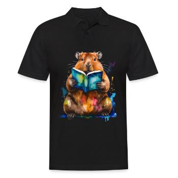 Capybara livre de lecture Capy coloré Animal Design Print - Polo Homme - noir - Devant - Kai (181cm)