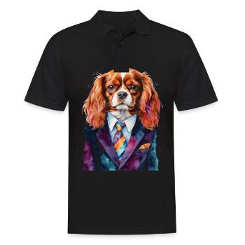 Cavalier King Charles Spaniel Costume Imprimé Chien - Polo Homme - noir - Devant - Kai (181cm)