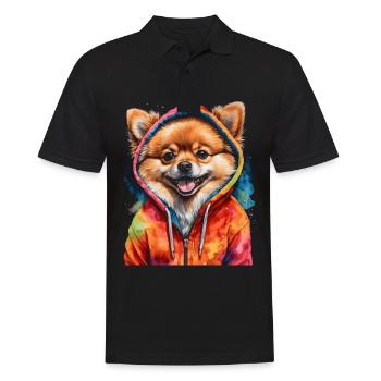 Loulou de Poméranie Sweat à capuche de Poméranie Imprimé chien - Polo Homme - noir - Devant - Kai (181cm)