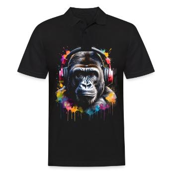 Gorille casque singe coloré Animal Design Print - Polo Homme - noir - Devant - Kai (181cm)
