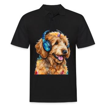 Goldendoodle Casque Chien Animal Design Imprimer - Polo Homme - noir - Devant - Kai (181cm)