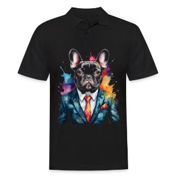 Französische Bulldogge Anzug Frenchie Hund Tier - Männer Poloshirt - Schwarz - Vorne - Kai (181cm)
