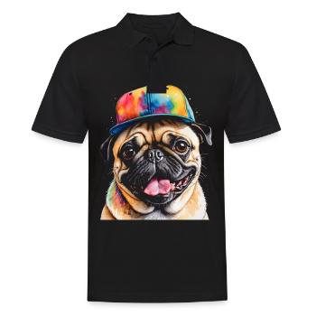 Carlin Snapback Cap Chien Coloré Drôle Design Imprimer - Polo Homme - noir - Devant - Kai (181cm)