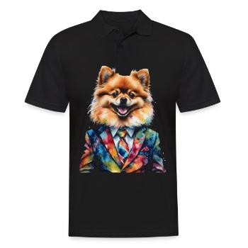 Poméranien Poméranien Costume Chien Imprimé Coloré - Polo Homme - noir - Devant - Kai (181cm)