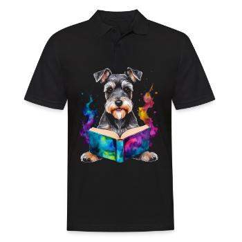 Schnauzer miniature lisant chien drôle animal design imprimer - Polo Homme - noir - Devant - Kai (181cm)