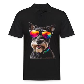 Zwergschnauzer Sonnenbrille Hund Lustig Tier Print - Männer Poloshirt - Schwarz - Vorne - Kai (181cm)
