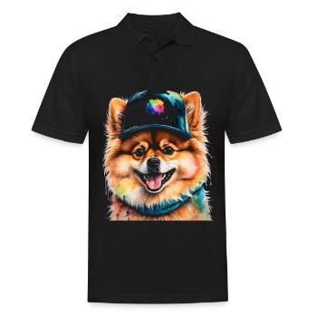 Pomeranian Pomeranian Snapback Cap Dog Print - Men's Polo Shirt - black - Front - Kai (181cm)