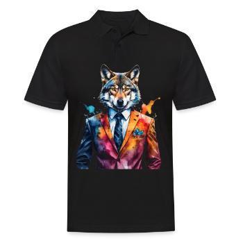Costume de loup Imprimé coloré de conception d’animaux - Polo Homme - noir - Devant - Kai (181cm)