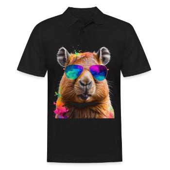 Lunettes de soleil Capybara Capy Colorful Animal Design Print - Polo Homme - noir - Devant - Kai (181cm)