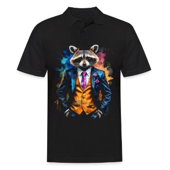 Costume de raton laveur Imprimé de conception d’animaux colorés - Polo Homme - noir - Devant - Kai (181cm)