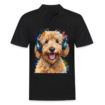 Goldendoodle Casque Chien Animal Design Imprimer - Polo Homme - noir - Devant - Kai (181cm)