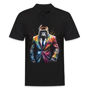 Costume de gorille singe Imprimé de conception d’animaux colorés - Polo Homme - noir - Devant - Kai (181cm)