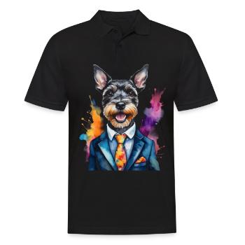 Miniature Schnauzer Costume Chien Drôle Animal Design Imprimer - Polo Homme - noir - Devant - Kai (181cm)