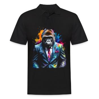 Costume de gorille singe Imprimé de conception d’animaux colorés - Polo Homme - noir - Devant - Kai (181cm)