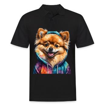 Loulou de Poméranie Sweat à capuche de Poméranie Imprimé chien - Polo Homme - noir - Devant - Kai (181cm)