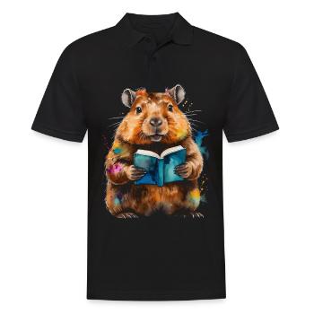 Capybara livre de lecture Capy coloré Animal Design Print - Polo Homme - noir - Devant - Kai (181cm)