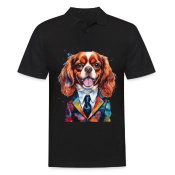 Cavalier King Charles Spaniel Costume Imprimé Chien - Polo Homme - noir - Devant - Kai (181cm)