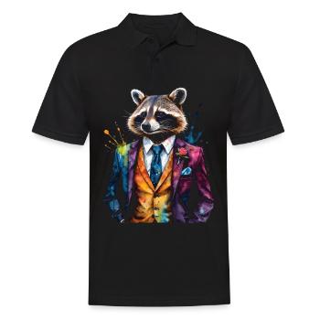 Costume de raton laveur Imprimé de conception d’animaux colorés - Polo Homme - noir - Devant - Kai (181cm)