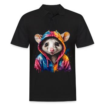Sweat à capuche opossum Imprimé de design d’animal coloré - Polo Homme - noir - Devant - Kai (181cm)