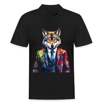 Costume de loup Imprimé coloré de conception d’animaux - Polo Homme - noir - Devant - Kai (181cm)