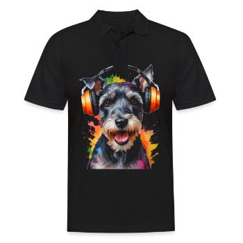 Miniature Schnauzer casque chien drôle Design impression - Polo Homme - noir - Devant - Kai (181cm)
