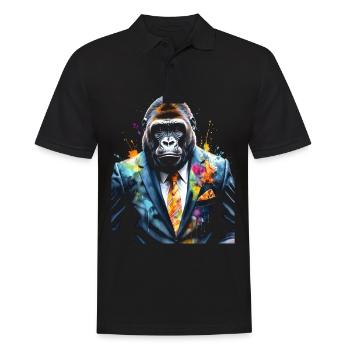 Gorilla Anzug Affe Bunt Tier Design Print - Männer Poloshirt - Schwarz - Vorne - Kai (181cm)