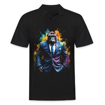 Gorilla Anzug Affe Bunt Tier Design Print - Männer Poloshirt - Schwarz - Vorne - Kai (181cm)