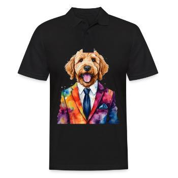 Goldendoodle Suit Dog Animal Design Print - Men's Polo Shirt - black - Front - Kai (181cm)
