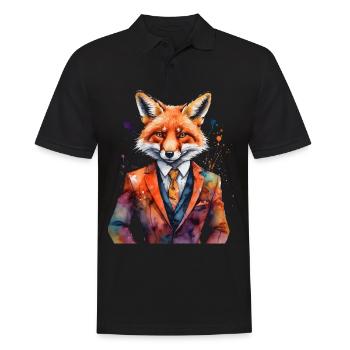 Fuchs Anzug Bunt Tier Design Print - Männer Poloshirt - Schwarz - Vorne - Kai (181cm)
