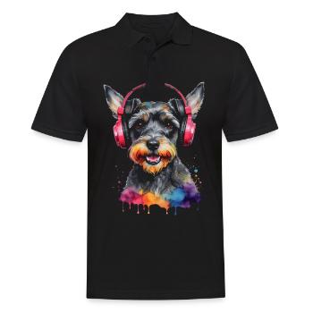 Miniature Schnauzer Casque Chien Drôle Design Imprimer - Polo Homme - noir - Devant - Kai (181cm)