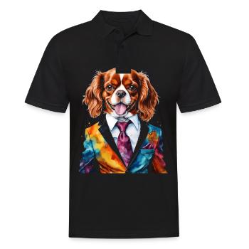 Cavalier King Charles Spaniel Costume Imprimé Chien - Polo Homme - noir - Devant - Kai (181cm)