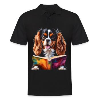 Cavalier King Charles Spaniel Lecture Livre Chien - Polo Homme - noir - Devant - Kai (181cm)