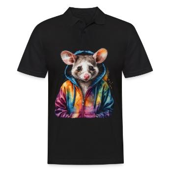 Sweat à capuche Opossum Imprimé de design d’animaux colorés - Polo Homme - noir - Devant - Kai (181cm)