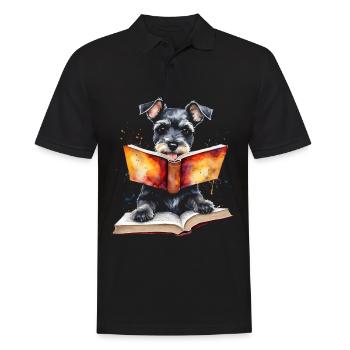 Schnauzer miniature lisant chien drôle animal design imprimer - Polo Homme - noir - Devant - Kai (181cm)