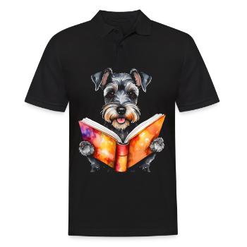 Schnauzer miniature lisant chien drôle animal design imprimer - Polo Homme - noir - Devant - Kai (181cm)