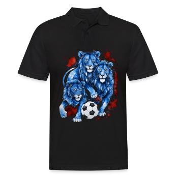 Lions Football Coloré Angleterre Animal Design Imprimer - Polo Homme - noir - Devant - Kai (181cm)